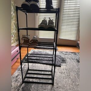 2 Black Metal Shoe Rack - 10 shelves total